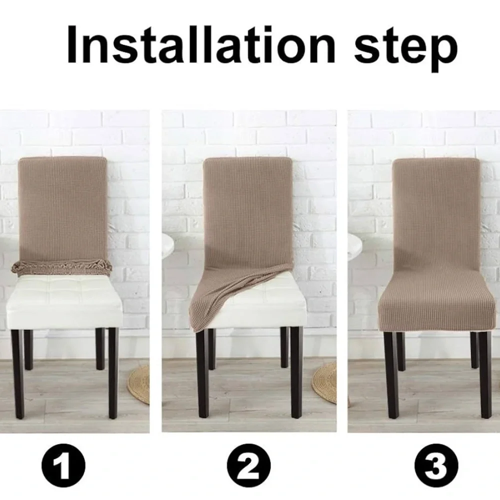 Elegant 6 Piece Beige Dining Chair Cover Set